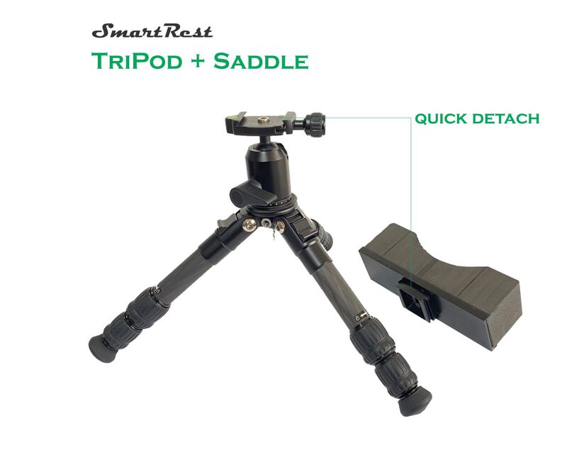 Smartrest Gun Shooting Rest Quick Release Ball Head Tripod - Short Carbon Fibre #srts