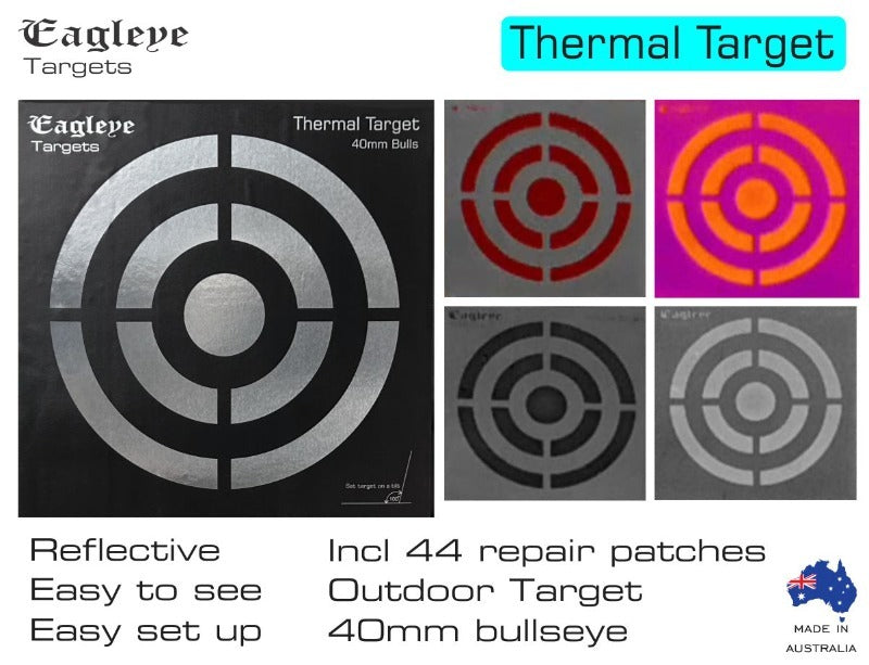 Eagleye Thermal Target 40mm Bullseye Includes 44 X Repair Patches - 20cm X 20cm #Eett