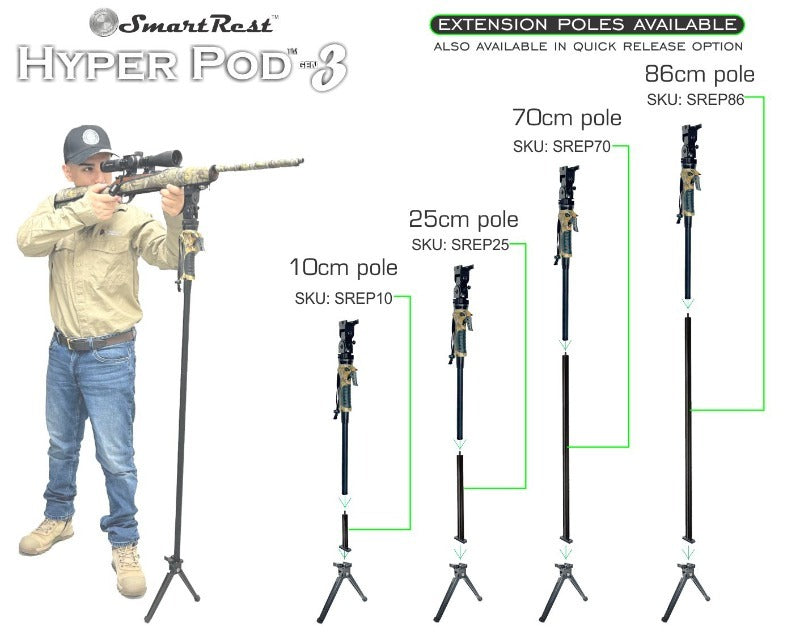 Smartrest Hyper Pod 3 Complete Kit - Shooting Monopod With Bipod #Srhp3-ck