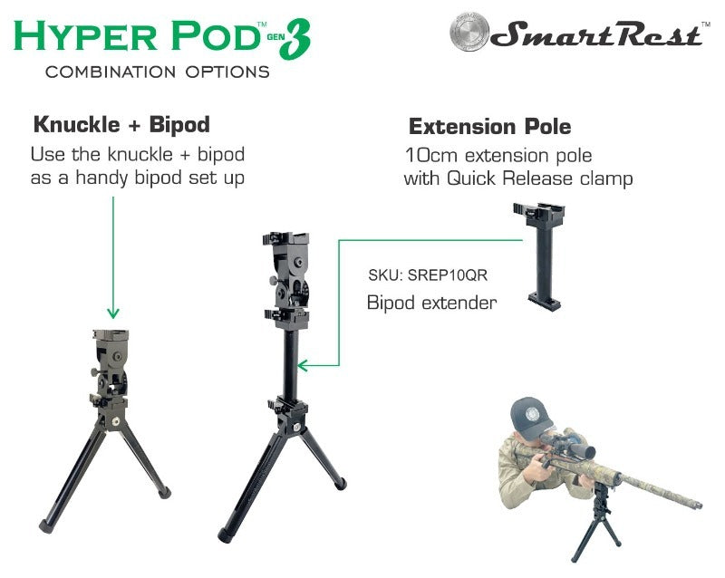 Smartrest Hyper Pod 3 Complete Kit - Shooting Monopod With Bipod #Srhp3-ck