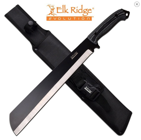 Elk Ridge Evolution 13.5 Inch Wharncliffe Fine Edge Blade Machete - Nylon Sheath #Ere-mht001l-bk