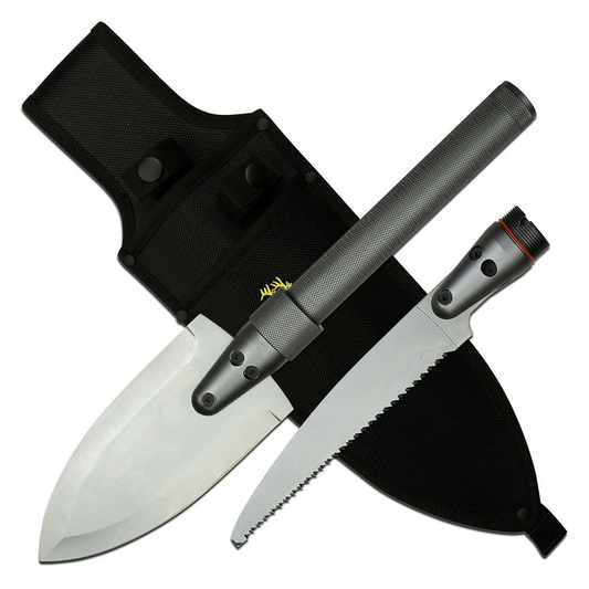 Elk Ridge Entrenching Tool Spear Blade And Saw Blade Knife - W Nylon Sheath #Er-931