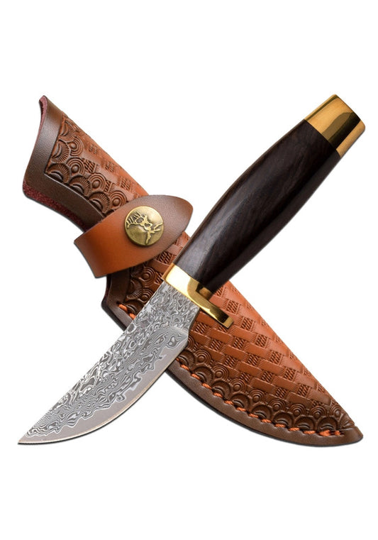Elk Ridge 3cr13 Genuine Damascus Fixed Blade Knife - Stainless Steel  #Er-050dm