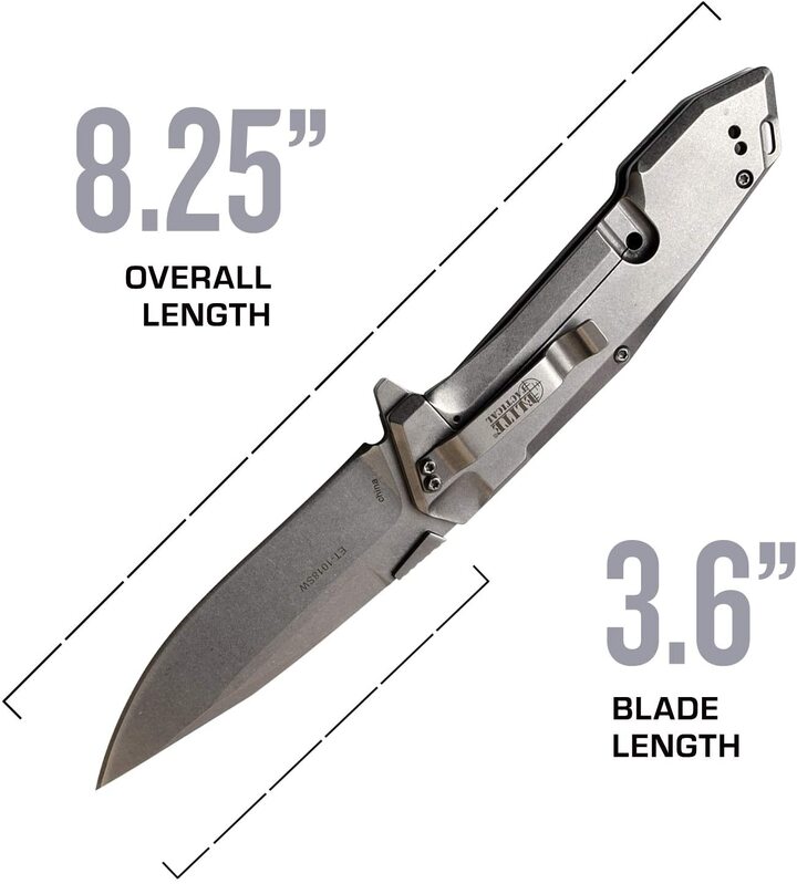 Elite Tactical Drop Point Fine Edge Blade Folding Knife - 8.25 Inches Overall #Et-1018sw