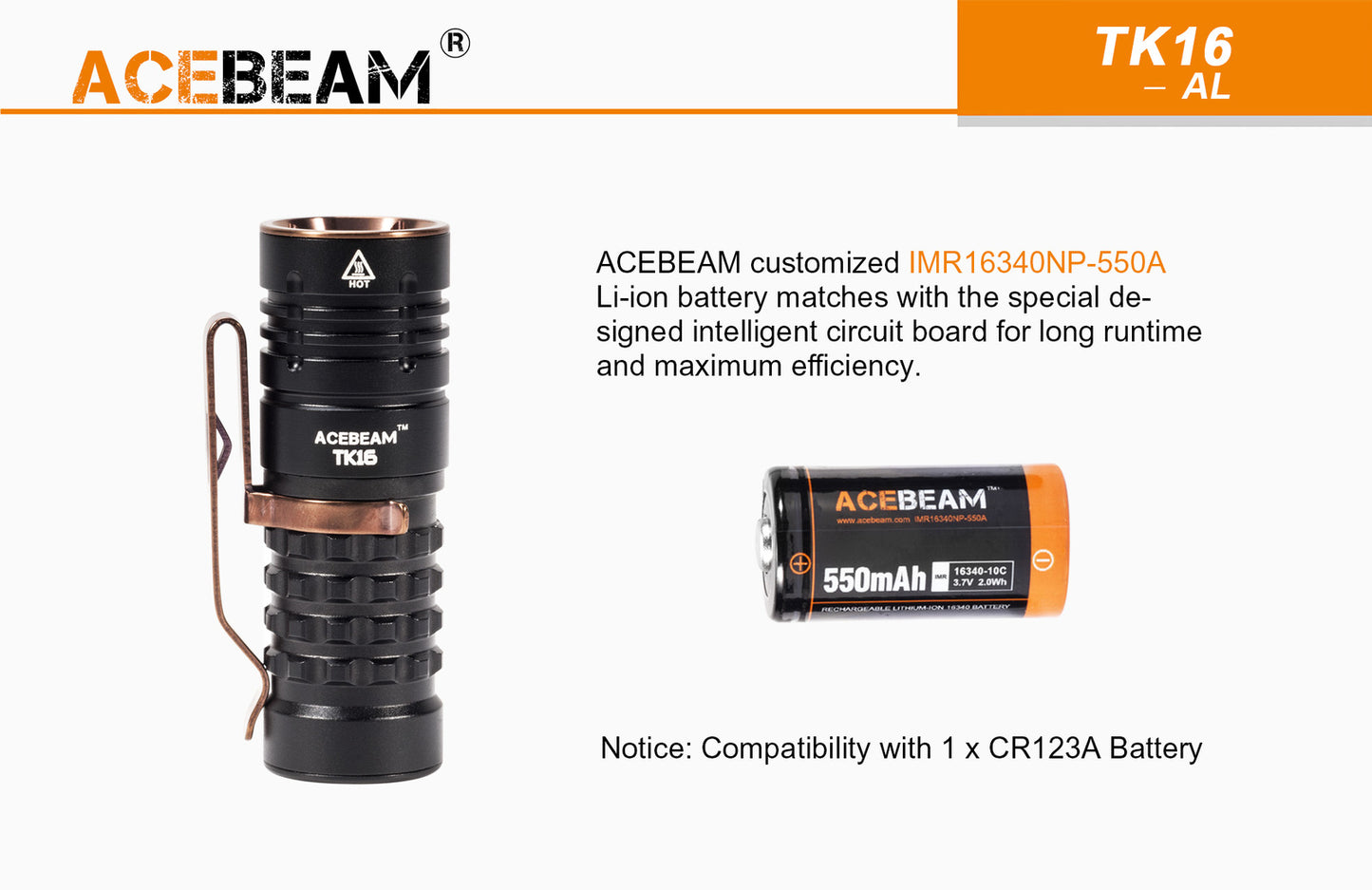 Acebeam Acebeam Cree Led Edc Compact Flashlight - 1800 Lumens Aluminum #tk16-Al Dark Slate Gray