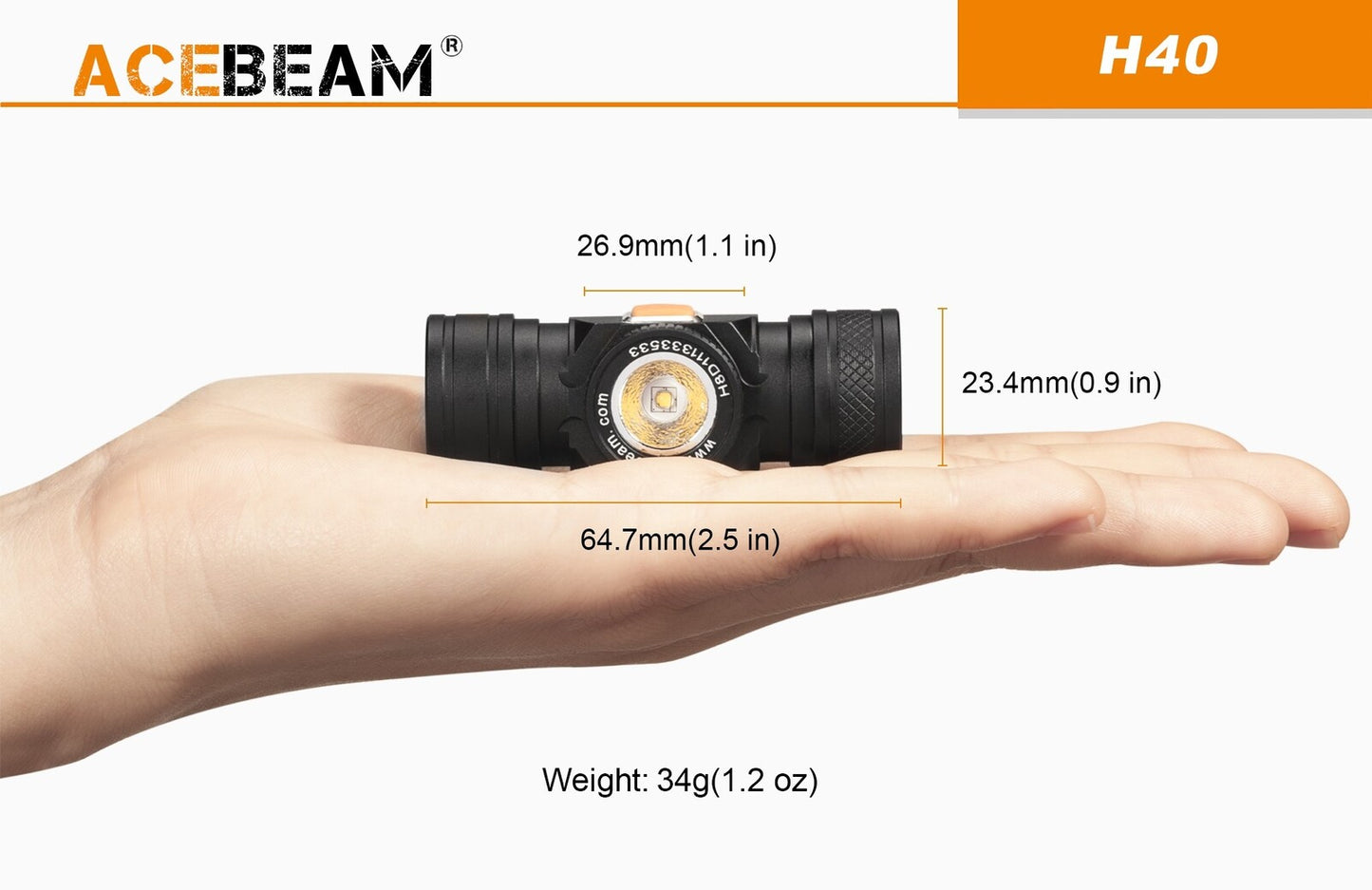 Acebeam Acebeam Multipurpose Lightweight Led Headlamp - 1050 Lumen #h40 Bisque