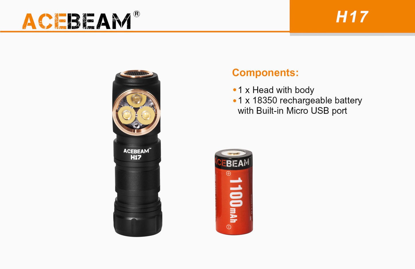 Acebeam Acebeam Multipurpose Lightweight Led Headlamp - 2000 Lumen #h17 Chocolate