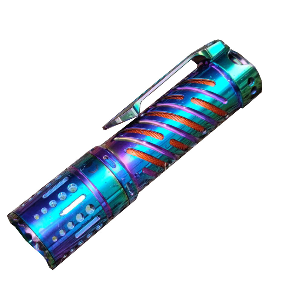 Acebeam Acebeam Compact Titanium Rainbow Pvd Edc Torch - 4000 Lumen #e70-Ti-Rainbow Cyan