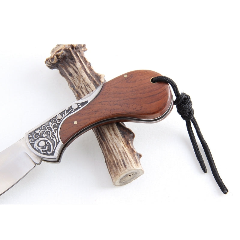 Bushlands Bushlands Classic Hunting Folding Knife - Stainless Steel Blade Rosewood Handle #fb0068 Sienna