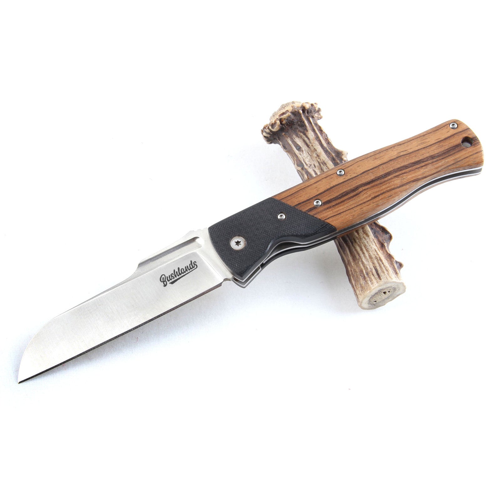 Bushlands Bushlands Lockable Skinning Hunting Folding Knife - With G10 Zebra Wood Handle #3020 Dark Slate Gray