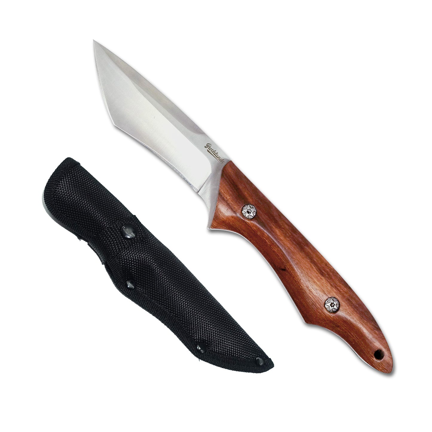 Bushlands Bushlands Hunting Tanto Knife 4 Inch Stainless Steel Blade - With Wenge Handle #1771 Saddle Brown