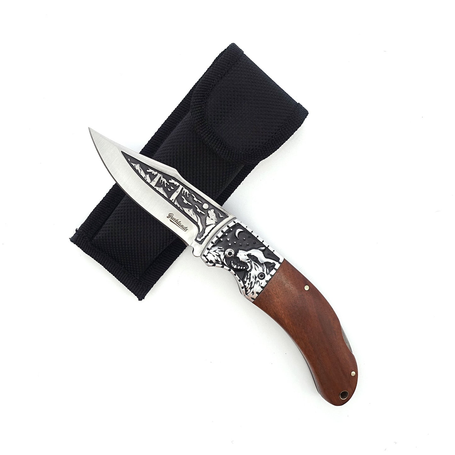 Bushlands Bushlands Tracker Clip Point Blade Folding Pocket Knife - 4.7 Inch #fb3032 Black