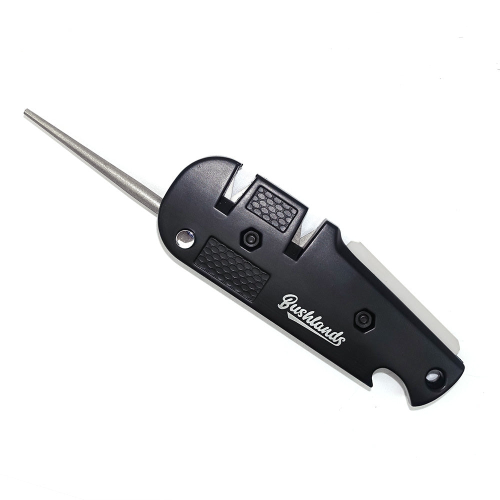 Bushlands Bushlands 4-In-1 Fix-Angle Pocket Knife Sharpener - Ceramic Carbide Diamond Tapered Rod #vs051 Dark Slate Gray