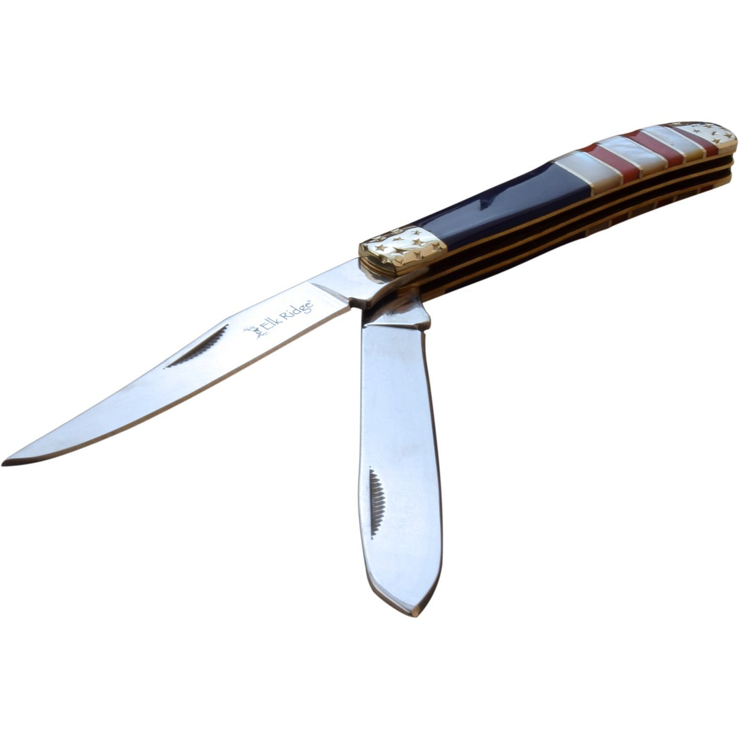 Elk Ridge Elk Ridge Trapper Fine Edge Blade Pocket Knife - 2 Blades Stone Acrylic Handle #er-954Af Lavender