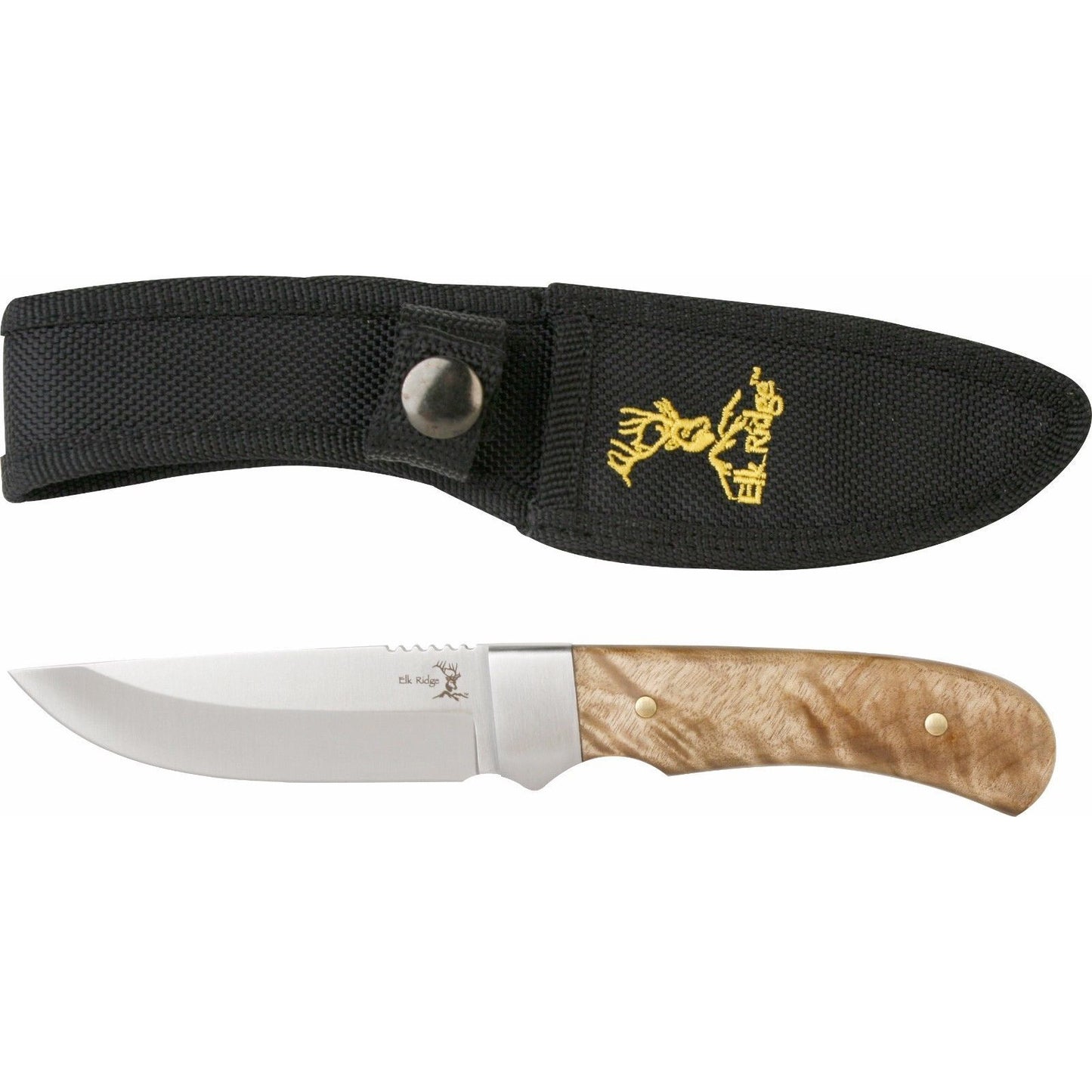 Elk Ridge Elk Ridge Hunting Drop Point Half Serrated Fixed Blade Knife - 8 Inch Overall W Sheath #er-107 Tan