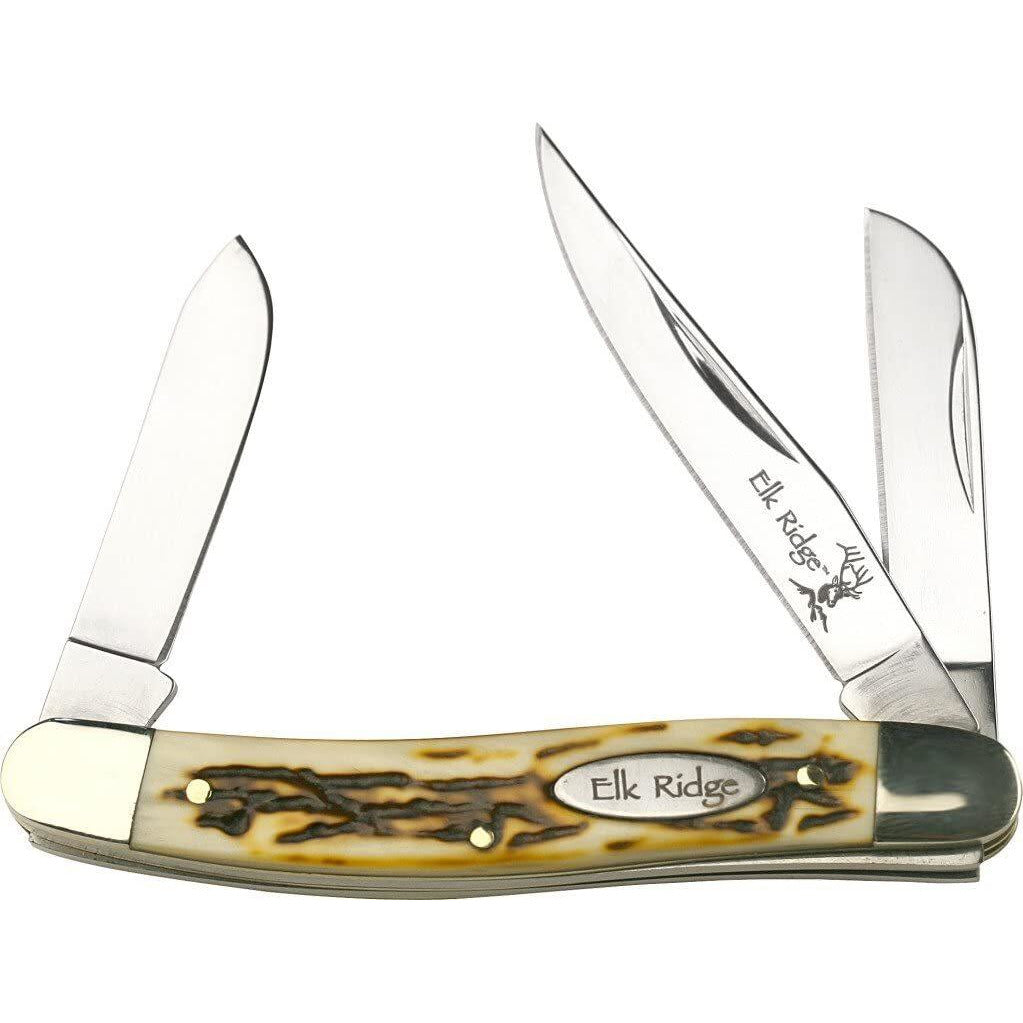 Elk Ridge Elk Ridge Pocket Folding Gentleman's Satin Stockman Knife - 3 Blades #er-323I Snow