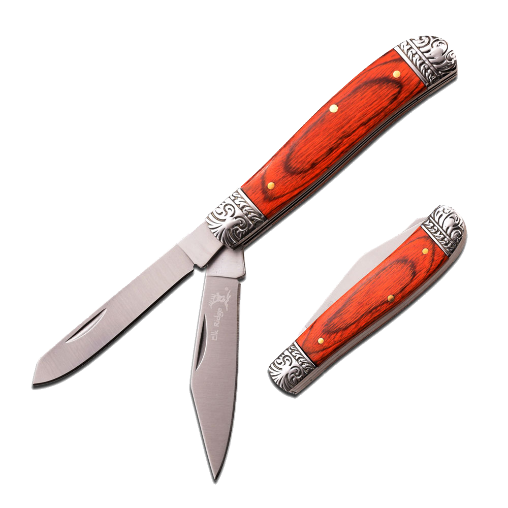 Elk Ridge Elk Ridge Twin Blade Clip Point Gentleman's Knife - Red 3.5 Inch When Closed #er-220Db Chocolate