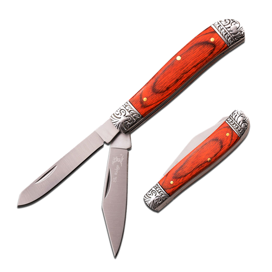 Elk Ridge Elk Ridge Twin Blade Clip Point Gentleman's Knife - Red 3.5 Inch When Closed #er-220Db Chocolate