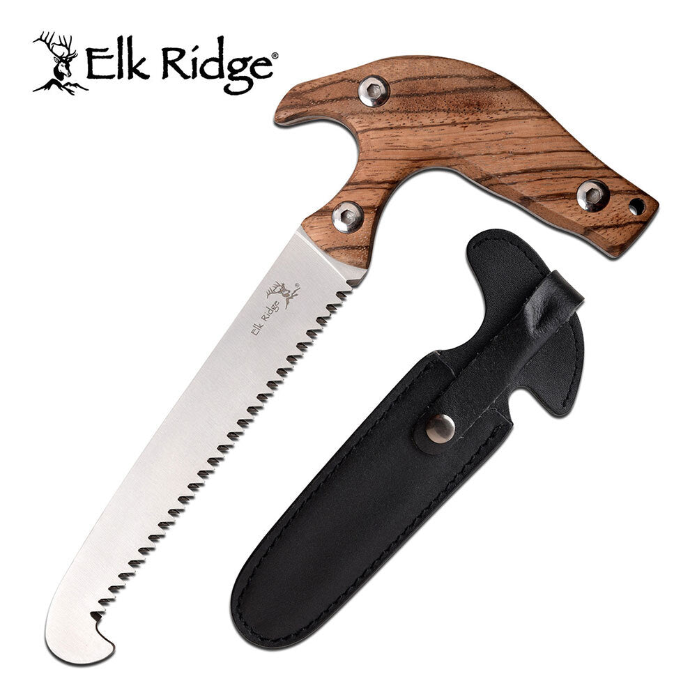 Elk Ridge Elk Ridge 9 Inch Wire Hand Hunting Outdoor Saw - Zebra Wood Handle #er-Saw001Zw Black