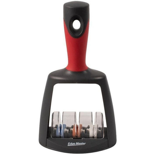 Edge Master Edge Master 3 Stage Ceramic Water Kitchen Knife Sharpener - Red W Anti-Slip Feet #00716 Brown