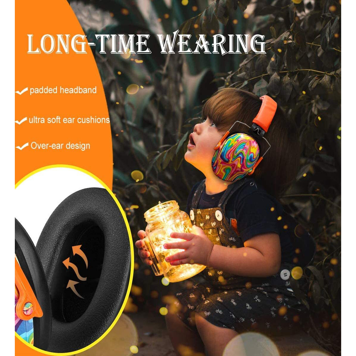 Epicshot Epicshot Kids Ear Protection Safety Adjustable Ear Muffs - Nrr 25Db Candy Color #em032 Dark Orange