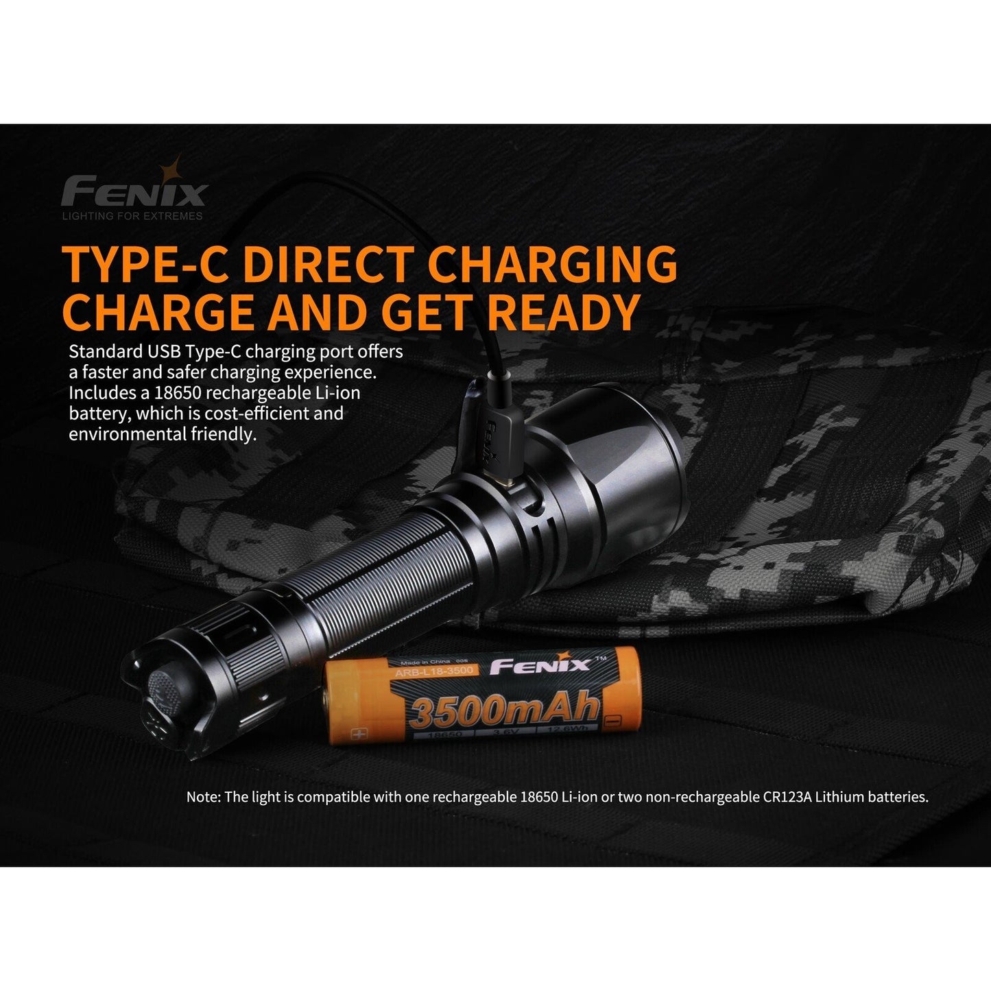 Fenix Fenix 1500 Lumens Tri-Coloured Rechargeable Tactical Flashlight - Usb Type-C & Batteries Included #tk26R Slate Gray