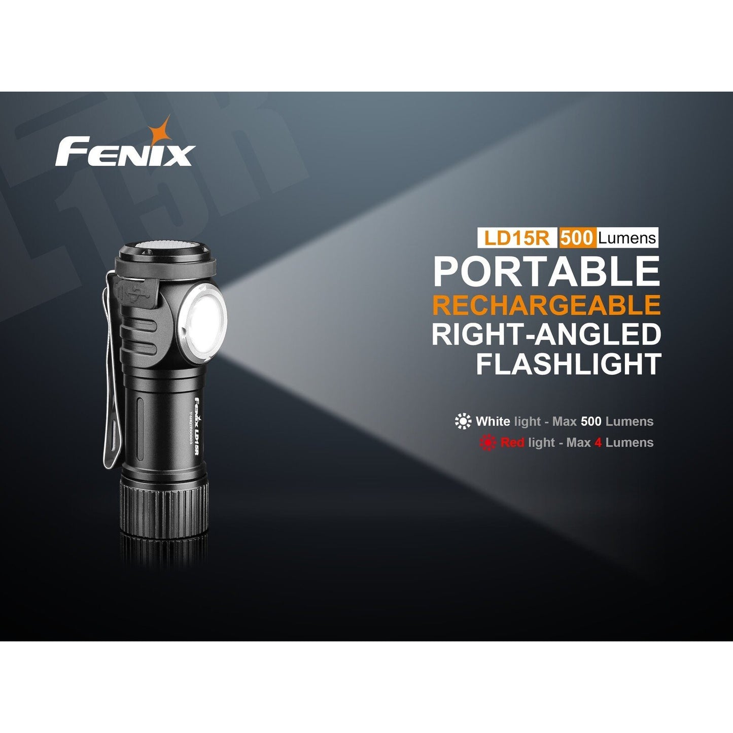 Fenix Fenix 500Lumens Right Angled Led Magnetic Flashlight Working Light - Rechargeable Battery Included #ld15R Slate Gray
