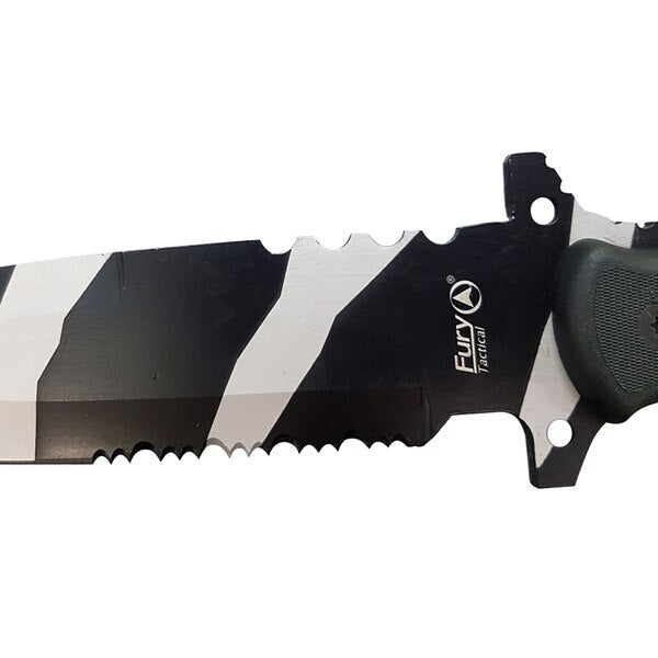 Fury Fury Sea Combo Edge Tactical Knife - Camoflage #65599 Black