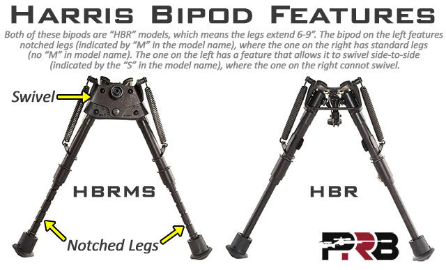 Harris Harris Bipod Swivel 6-9" Notched Leg Snow