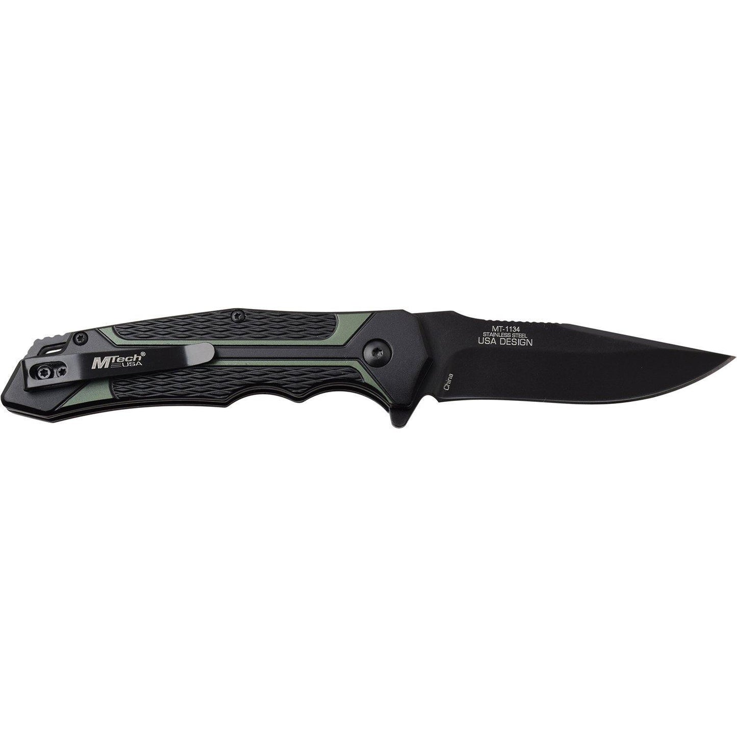 Mtech Bowie Fine Edge Blade Manual Folding Knife - 8.25 Inches Overall #mt-1134Gn - Xhunter New Zealand