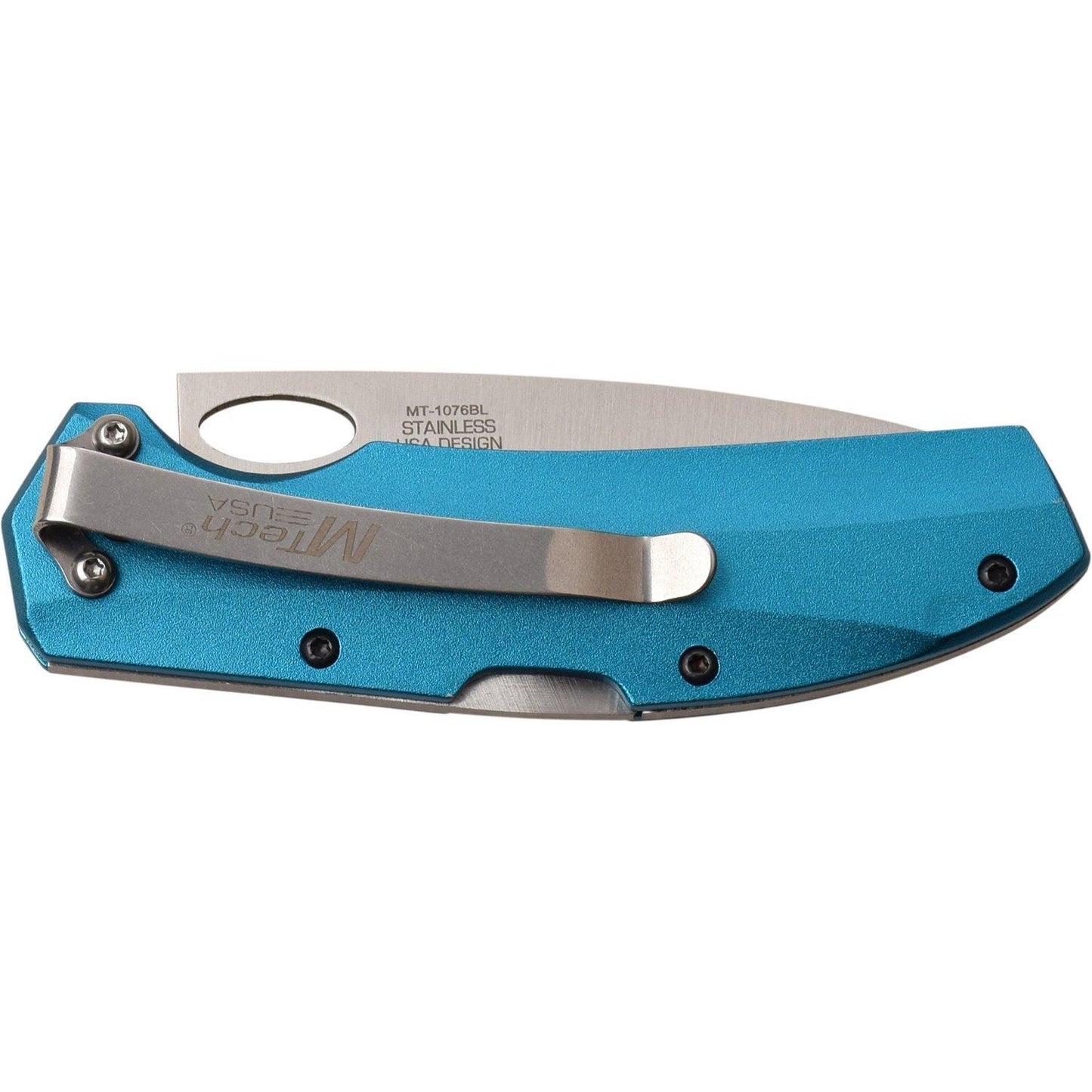 Mtech Drop Point Fine Edge Blade Folding Knife - 7 Inches Overall Blue #mt-1076Bl - Xhunter New Zealand