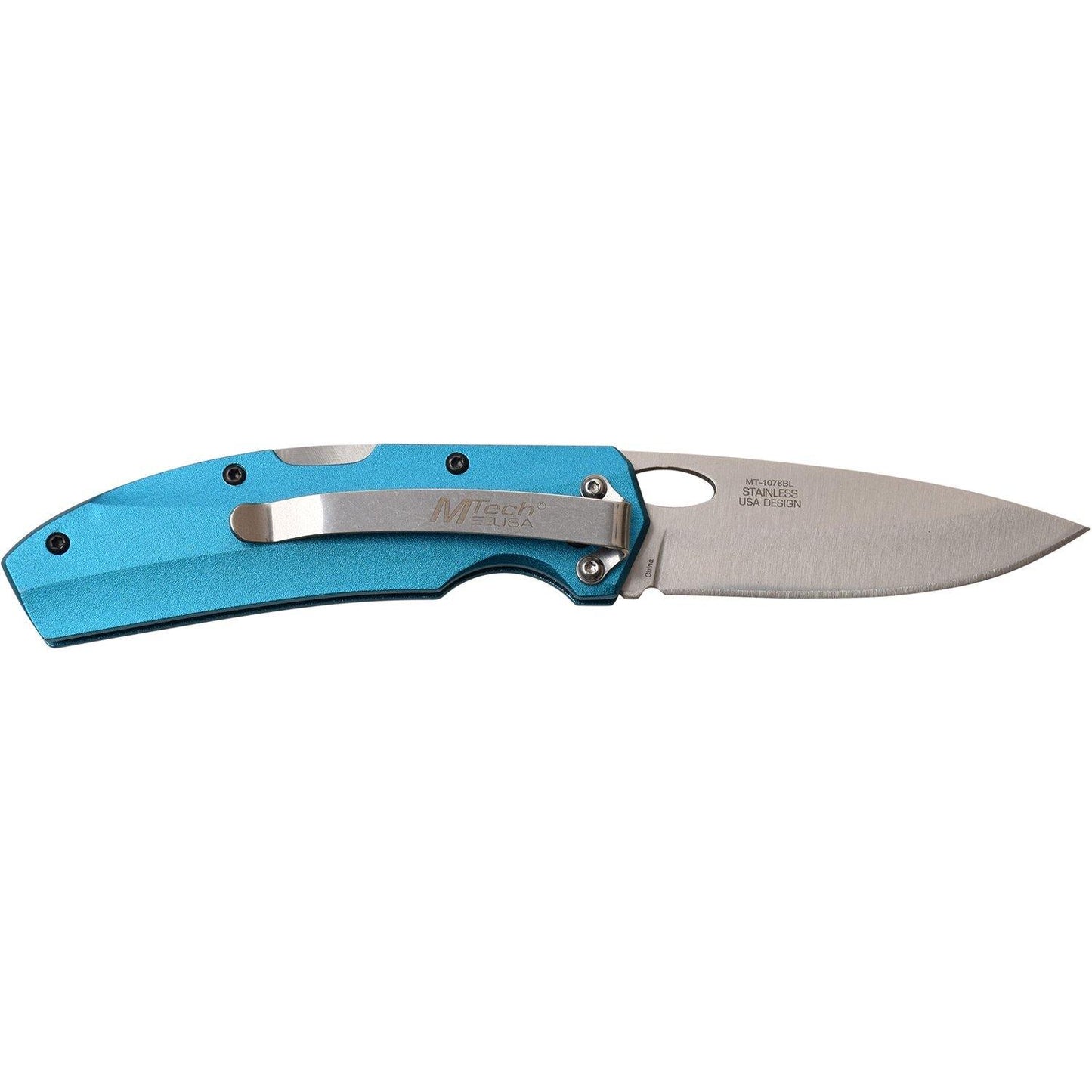 Mtech Drop Point Fine Edge Blade Folding Knife - 7 Inches Overall Blue #mt-1076Bl - Xhunter New Zealand