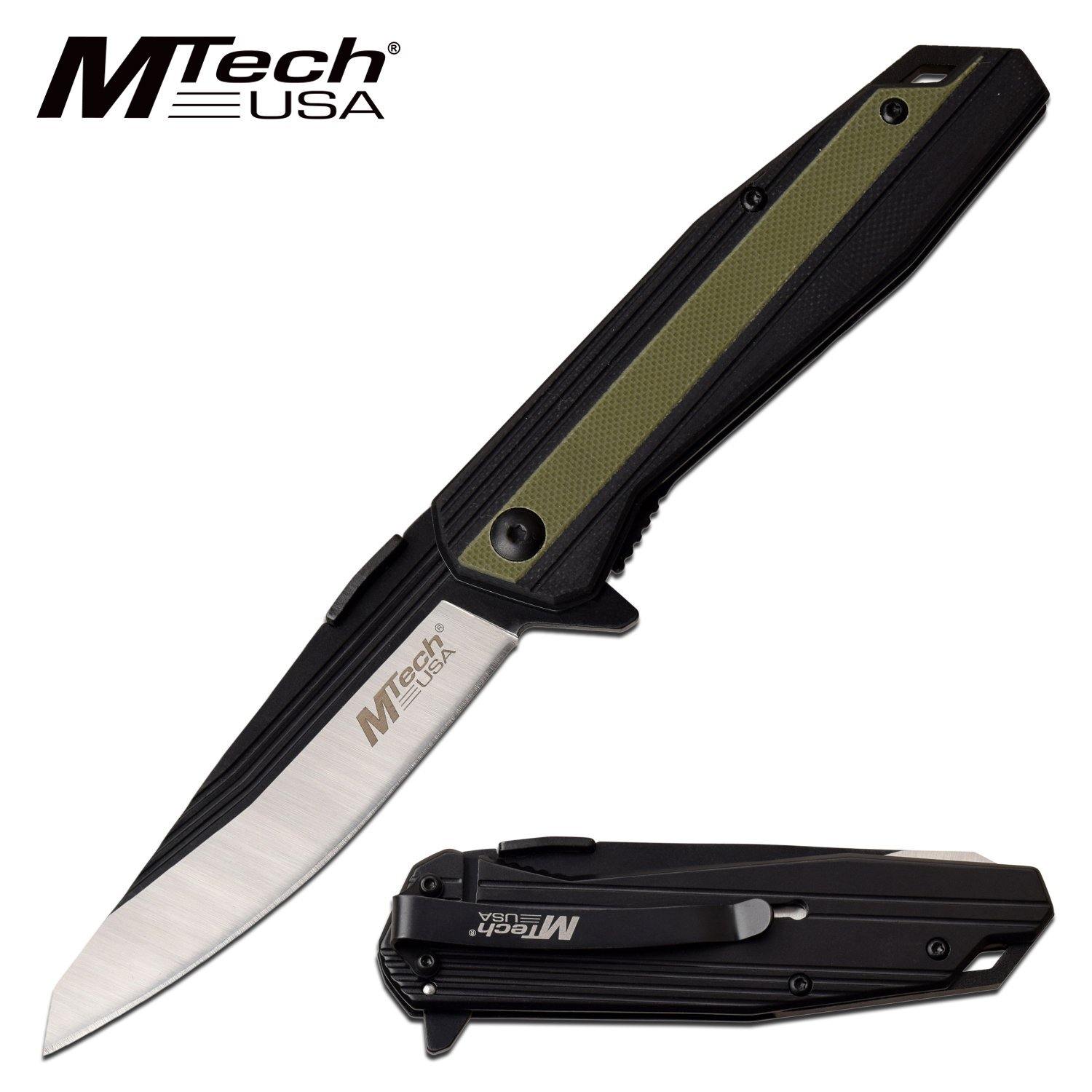 Mtech Drop Point Fine Edge Blade Folding Knife - 8 Inches Overall #mt-1081Gn - Xhunter New Zealand