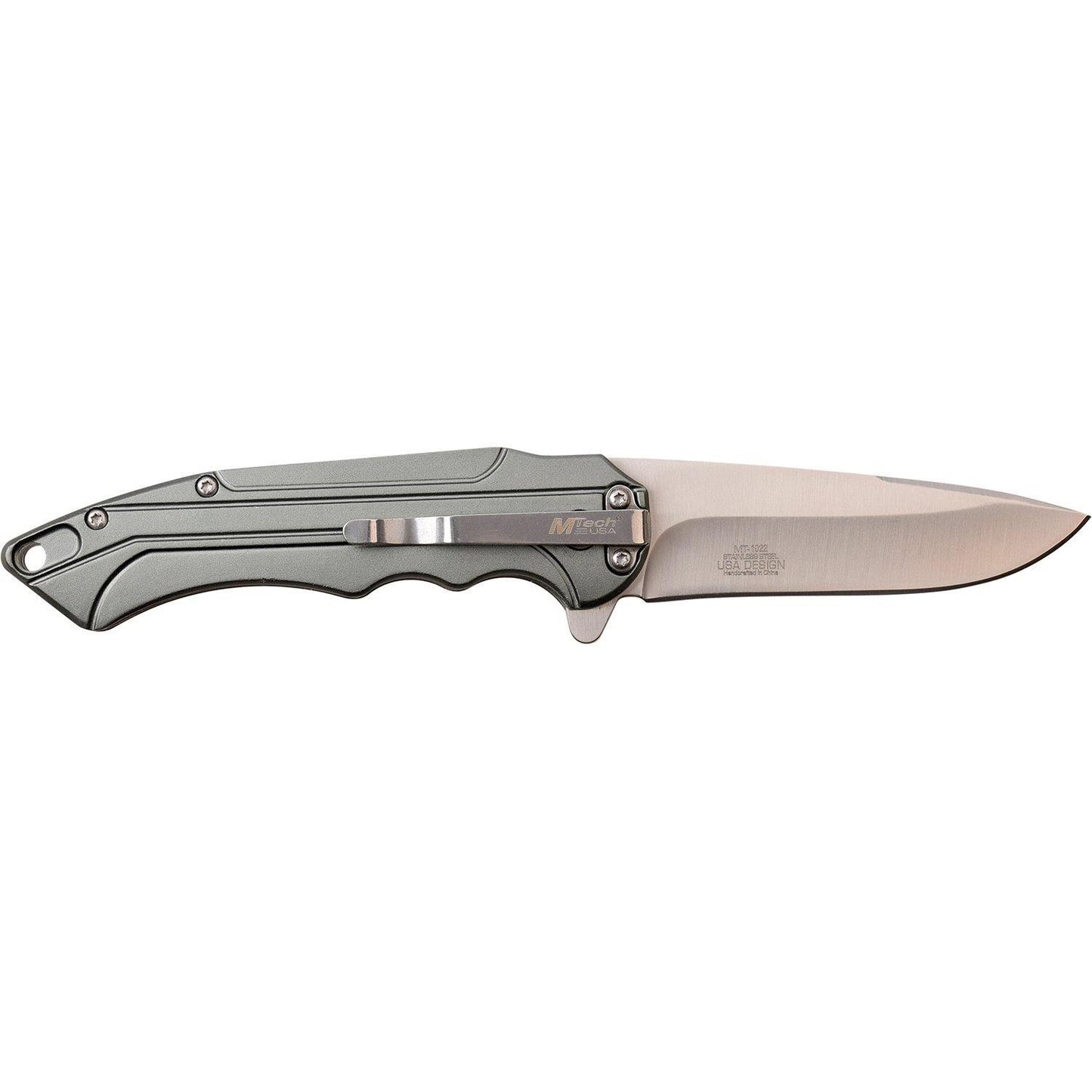 Mtech Drop Point Fine Edge Blade Folding Knife - 7.6 Inches Overall #mt-1022Gy - Xhunter New Zealand