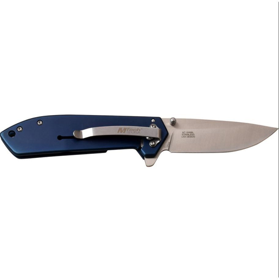 Mtech Mtech Framelock Stainless Drop Pocket Folder Folding Knife - Black/blue 8 Inch Overall #mt-1068Bl Dark Slate Gray