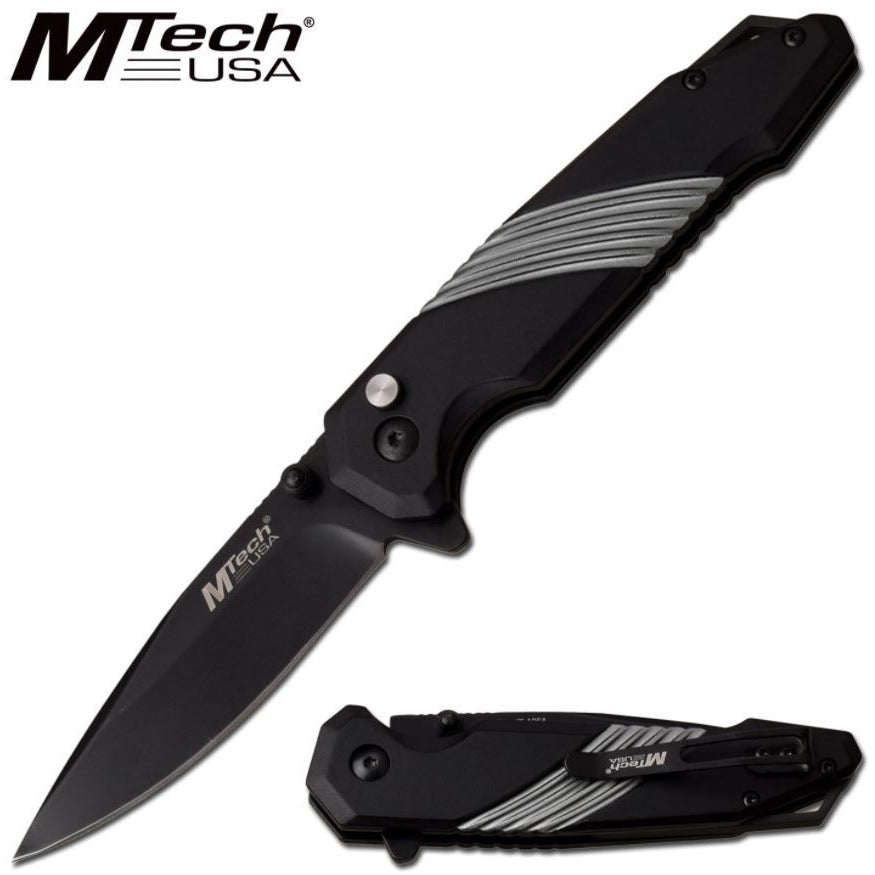 Mtech Mtech Framelock Stainless Drop Point Pocket Folding Knife - Grey 8 Inches Overall #mt-1064Gy Black