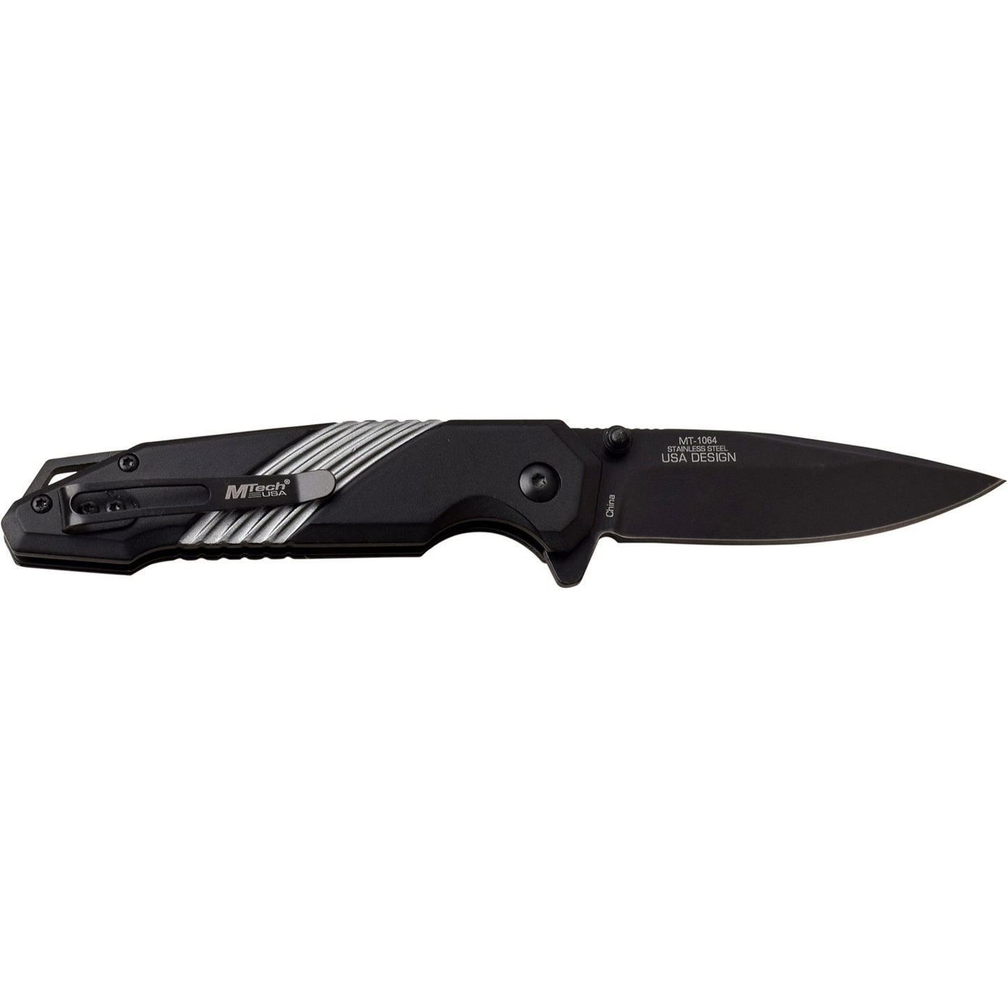 Mtech Mtech Framelock Stainless Drop Point Pocket Folding Knife - Grey 8 Inches Overall #mt-1064Gy Black