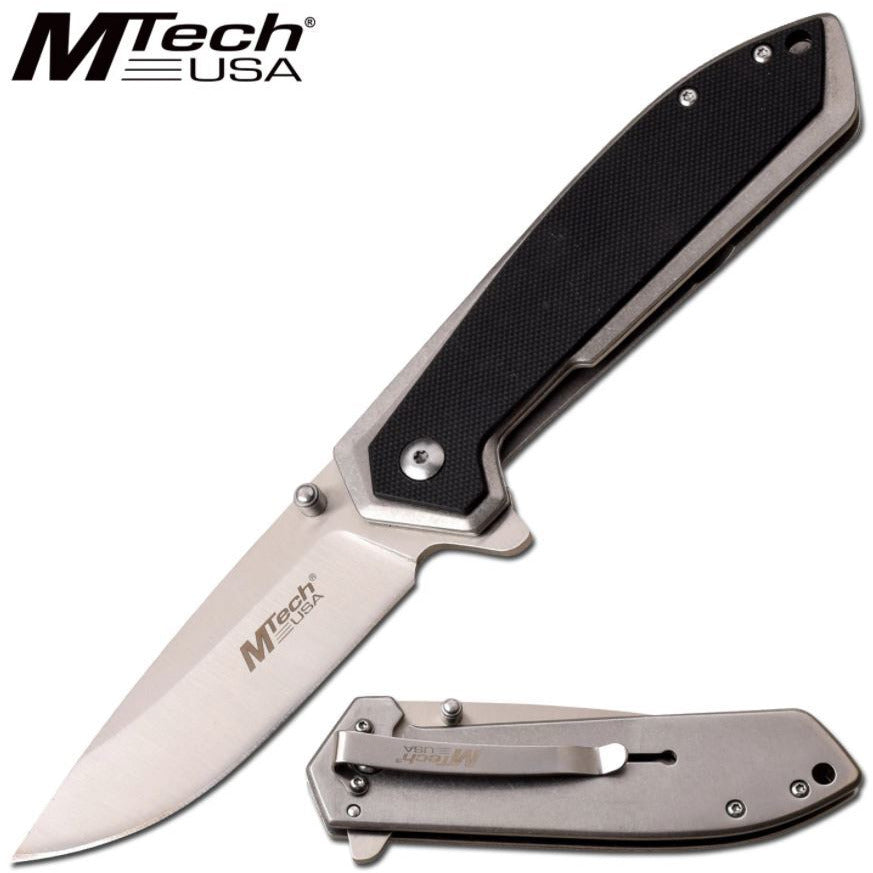 Mtech Mtech Drop Point Manual Folding Knife - Ball Bearing Pivot #mt-1068Sw Black