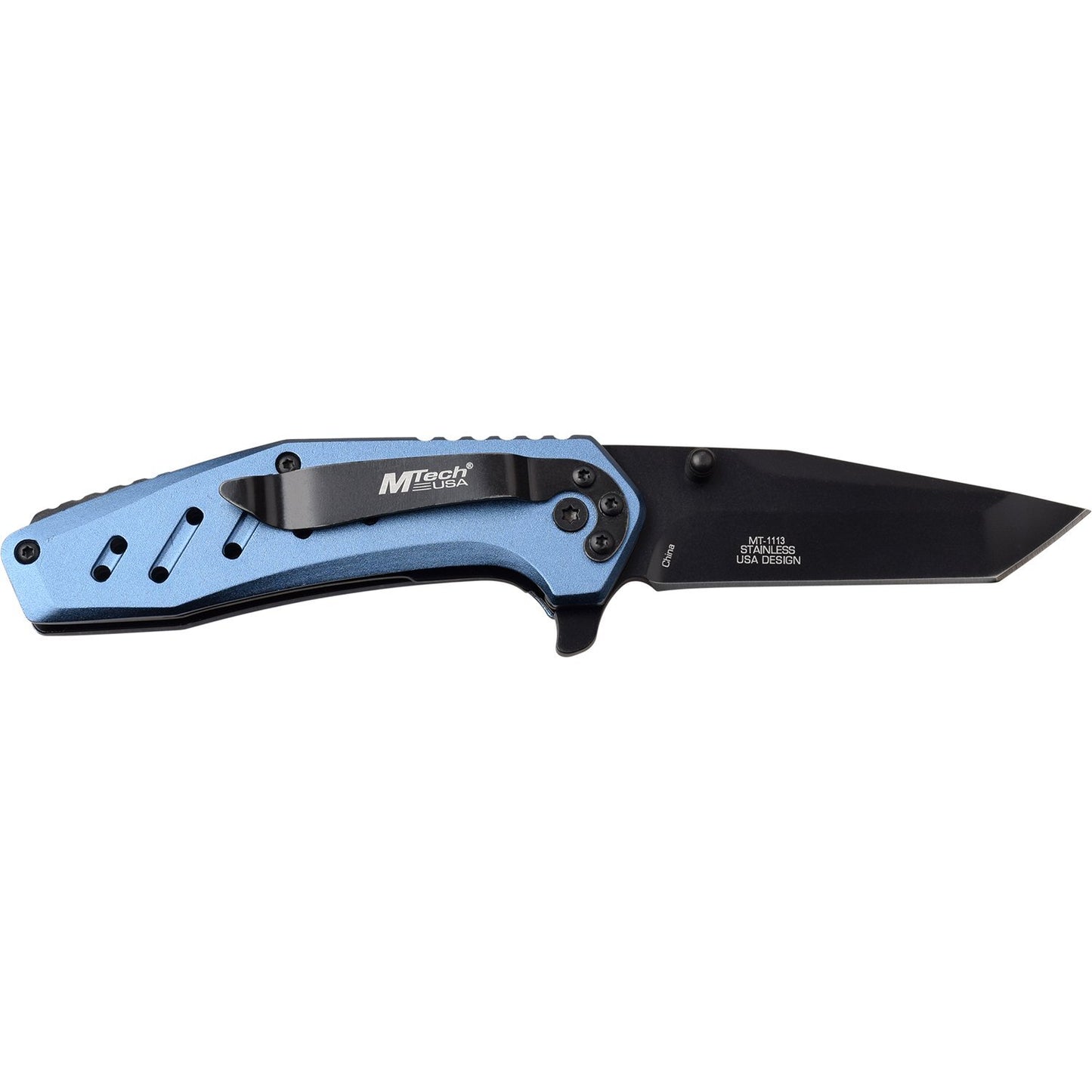 Mtech Mtech Pocket Clip Tanto Manual Folding Knife - Anodized Aluminum Handle #mt-1113Bl Dark Gray