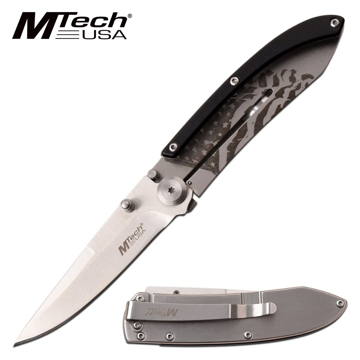 Mtech Mtech Tactical Drop Point Folding Knife - Us Flag 7.25 Inches Overall #mt-1151Af Antique White