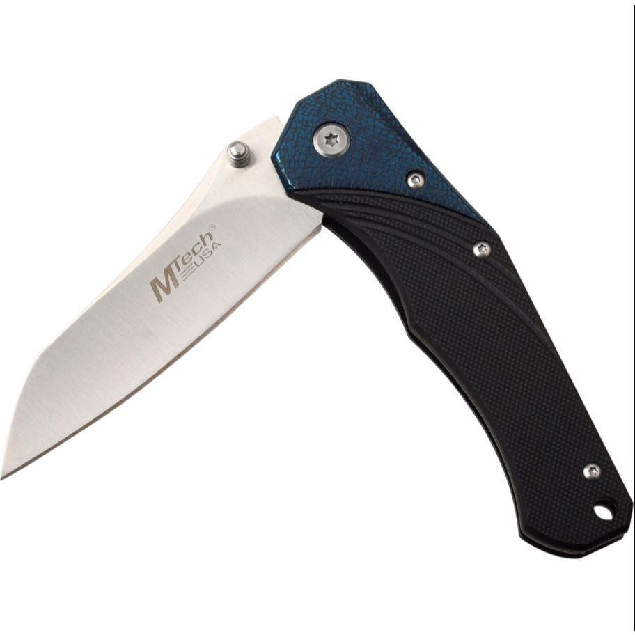 Mtech Mtech Drop Point Manual Folding Knife - Blue G10 Handle #mt-1103Bl Light Gray