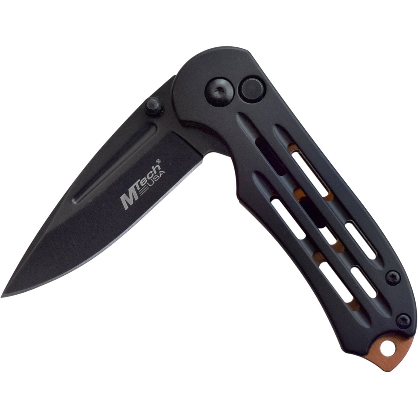Mtech Mtech Usa Drop Point Fine Edge Blade Folding Knife - Electro Plated Liners #mt-1120Bz Dark Slate Gray