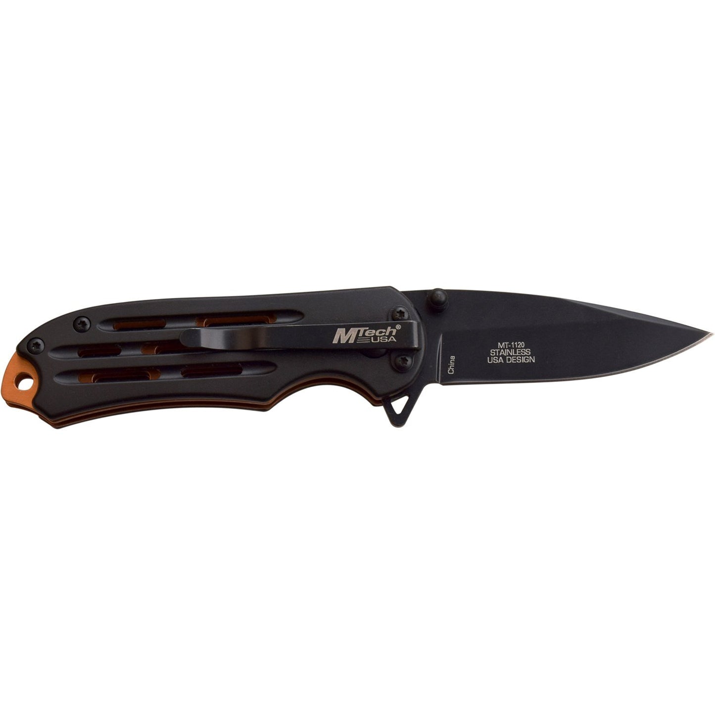 Mtech Mtech Usa Drop Point Fine Edge Blade Folding Knife - Electro Plated Liners #mt-1120Bz Dark Slate Gray