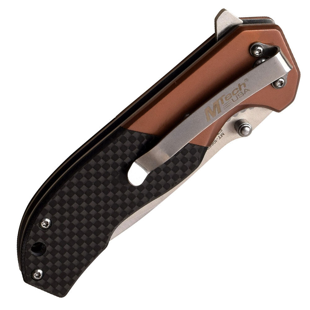 Mtech Mtech Tactical Drop Point Blade Folding Knife - 7.75 Inches Overall #mt-1066Bz Black