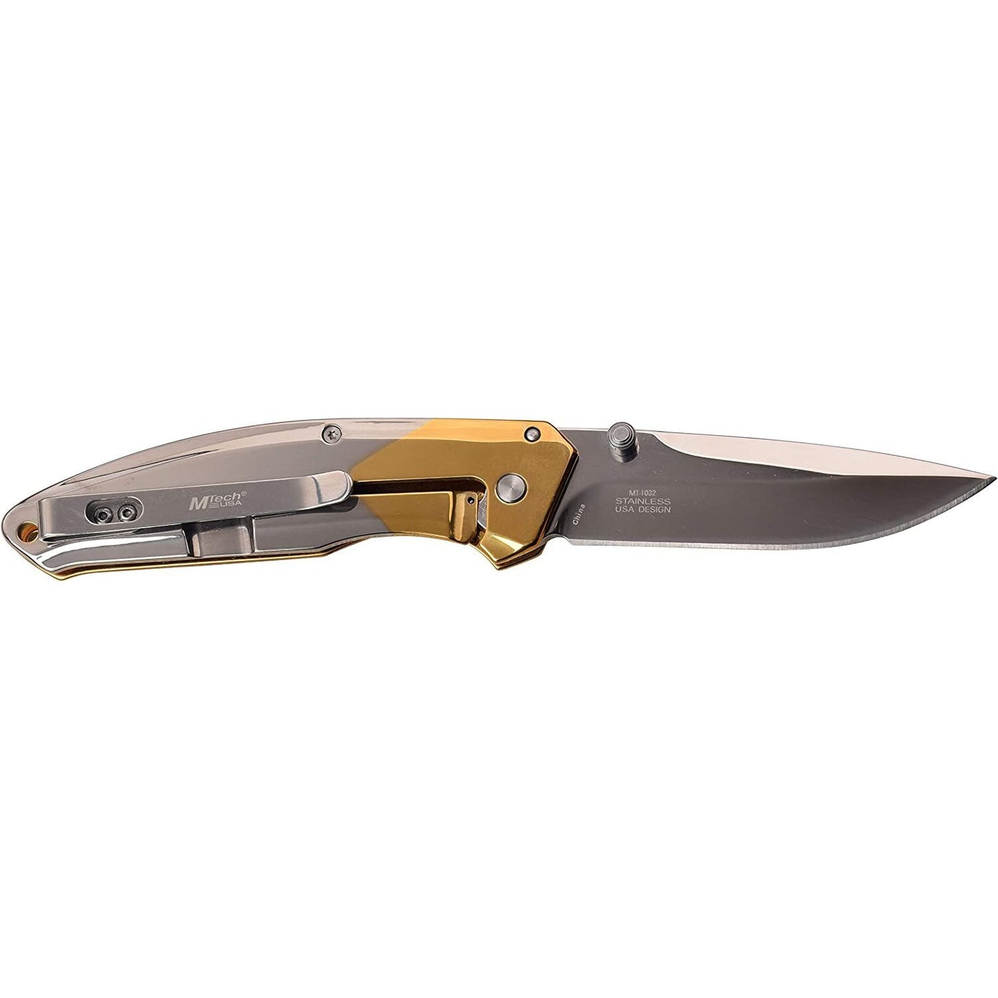 Mtech Mtech Tactical Drop Point Fine Edge Blade Folding Knife - Tinite Coated Handle Frame Lock #mt-1032Gd Sienna