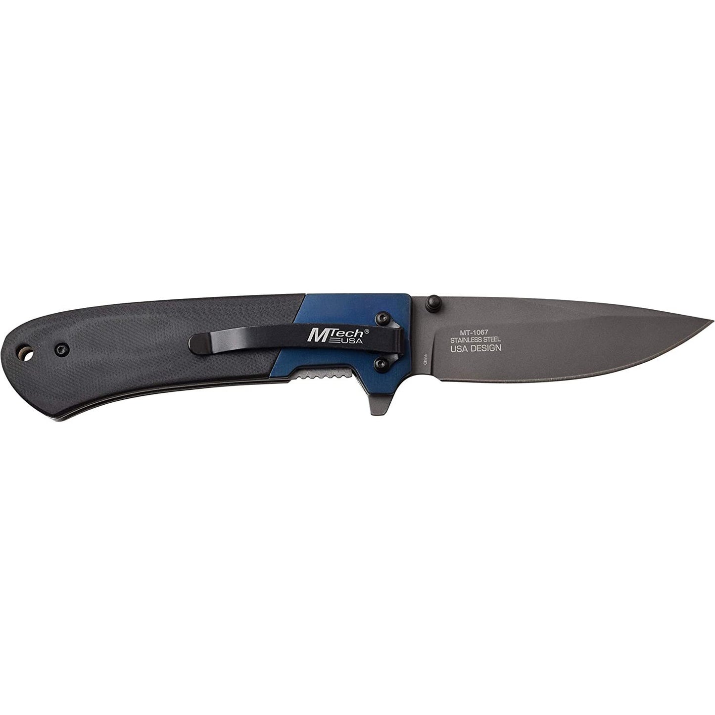 Mtech Mtech Drop Point Fine Edge Blade Manual Folding Knife - Blue Smooth G10 Handle #mt-1067Bl Dark Slate Gray