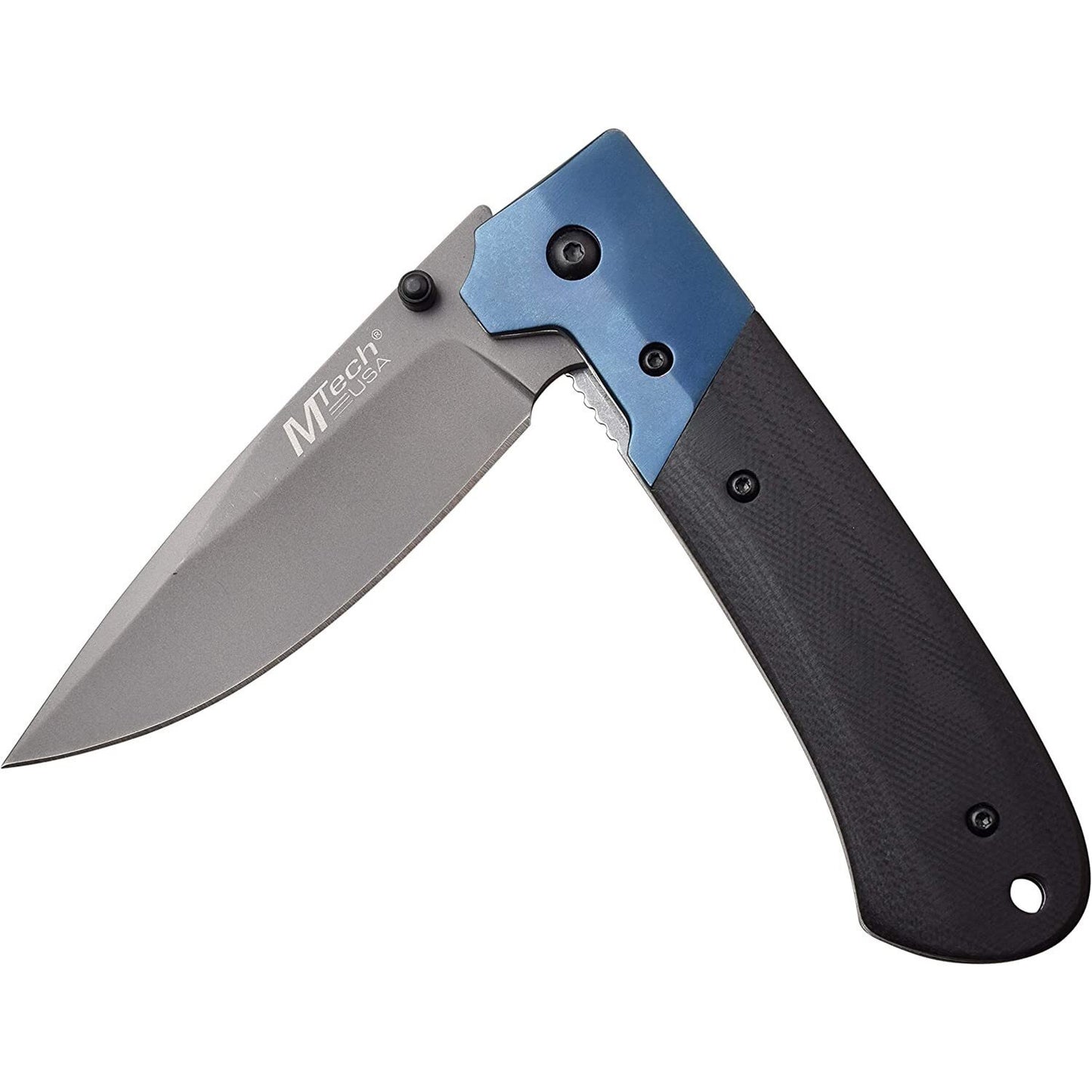 Mtech Mtech Drop Point Fine Edge Blade Manual Folding Knife - Blue Smooth G10 Handle #mt-1067Bl Light Slate Gray