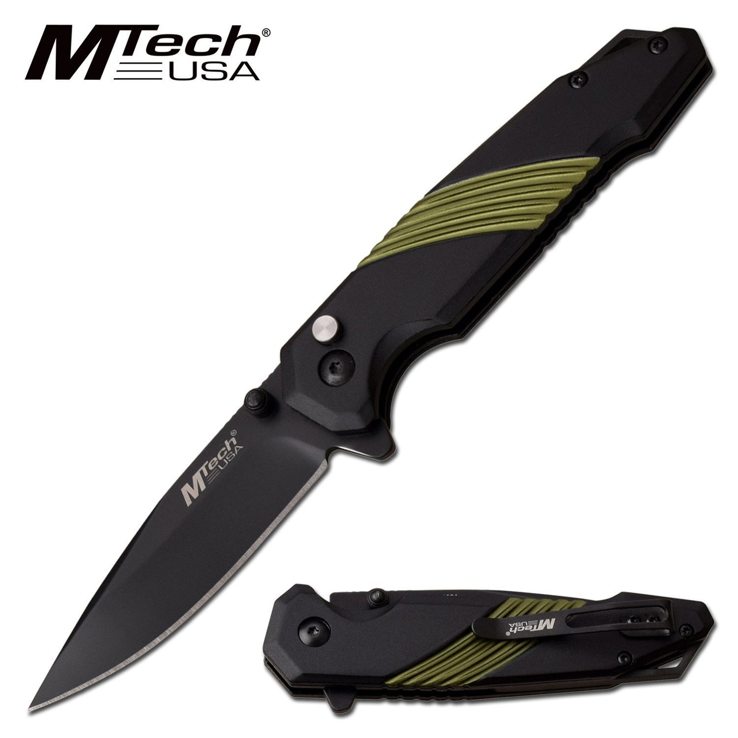 Mtech Mtech Drop Point Fine Edge Blade Folding Knife - Green 8 Inches Overall #mt-1064Gn Dark Slate Gray