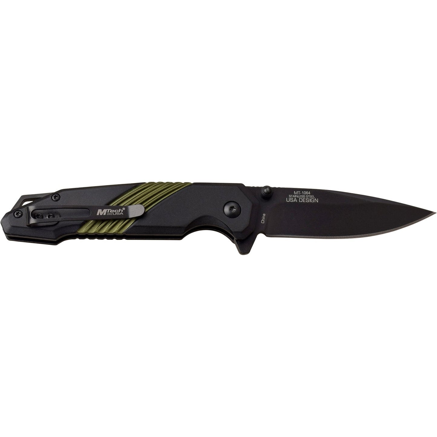 Mtech Mtech Drop Point Fine Edge Blade Folding Knife - Green 8 Inches Overall #mt-1064Gn Dark Slate Gray