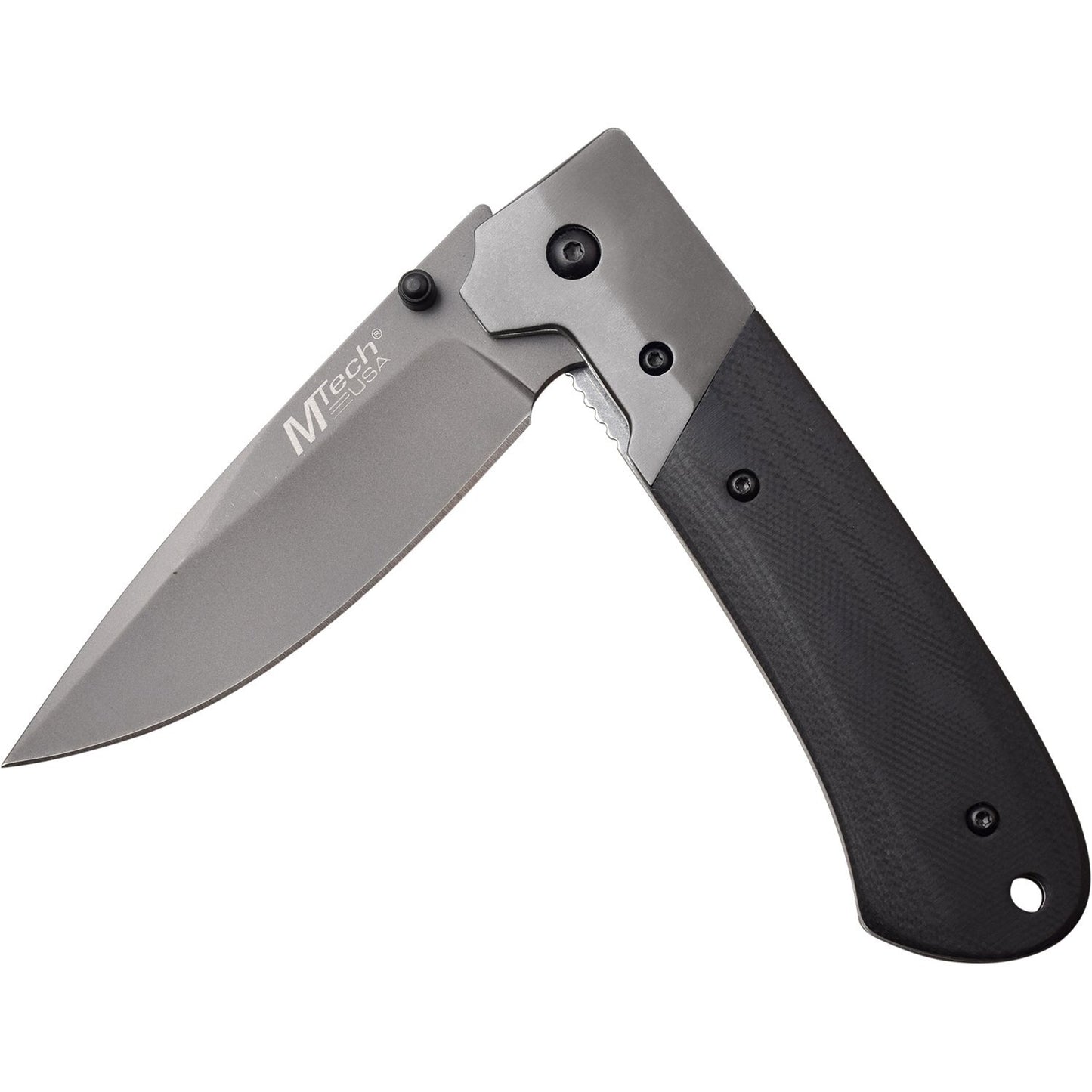 Mtech Mtech Drop Point Hunting Folding Knife - Gray Smooth G10 Handle #mt-1067Gy Dark Gray